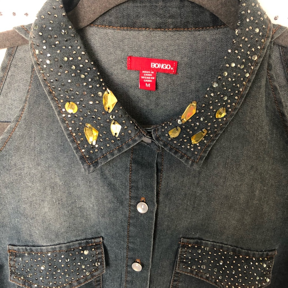 Tie-Up cropped Top/ Denim button on shirt